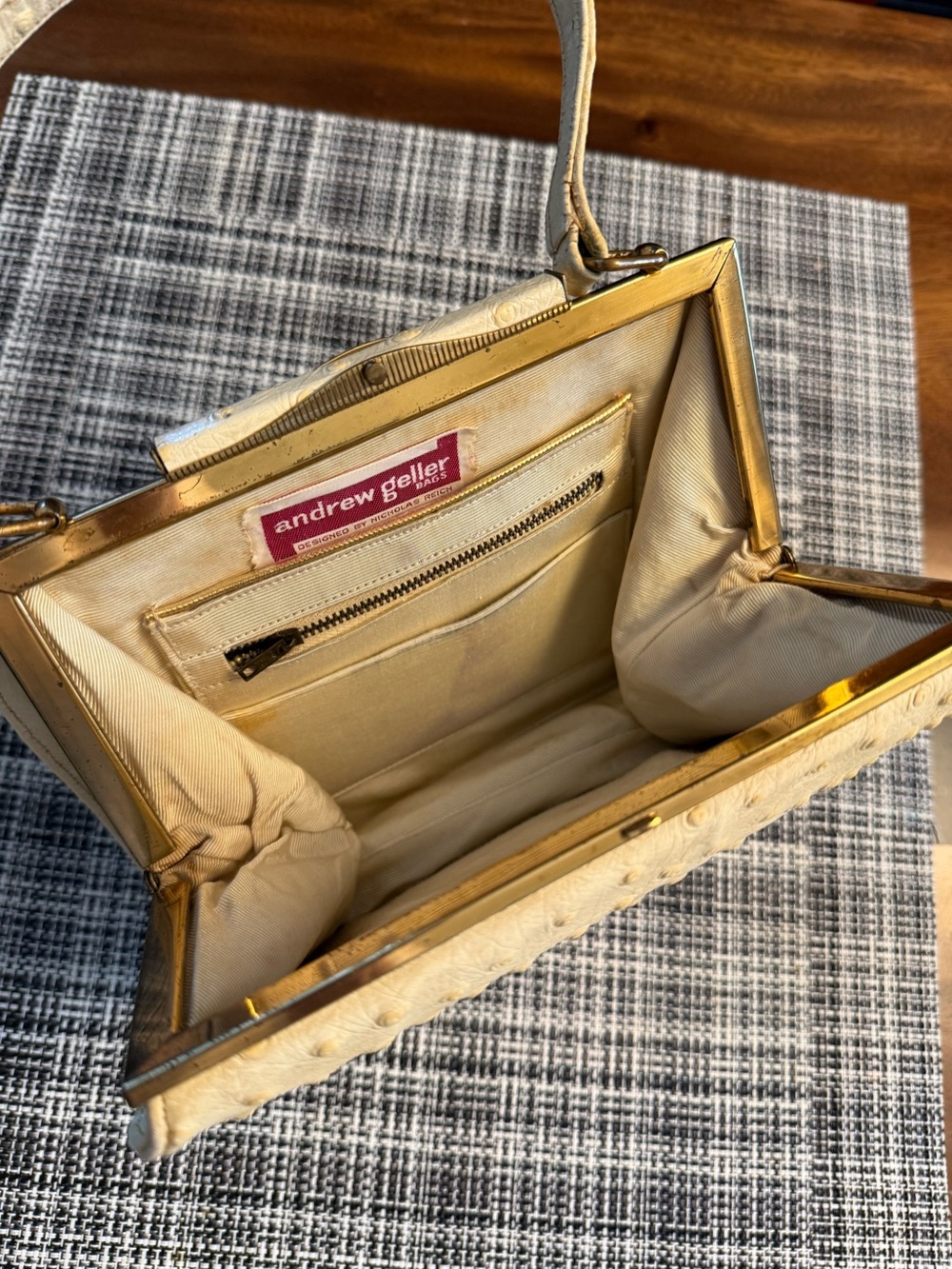 Mid Century Andrew Geller Bags Designed by Nicholas Reich Ostrich Handbag ✨ - Picture 8 of 12